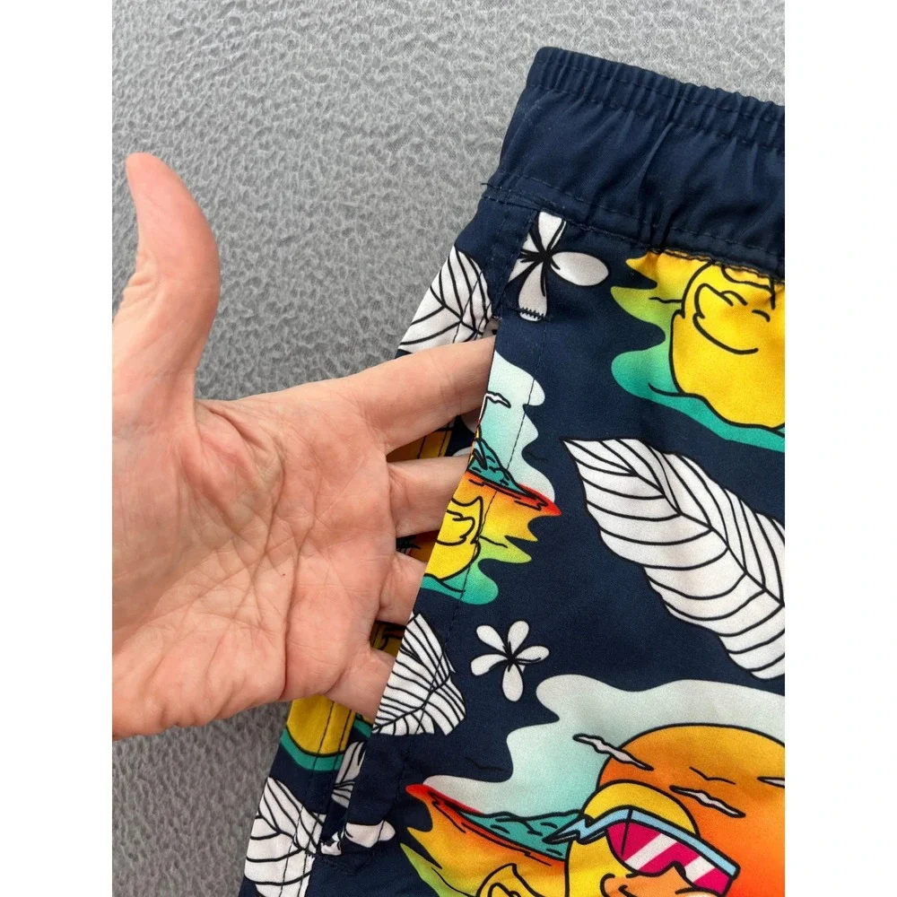 Neff Swim Trunks Size Medium Mens Tropical Duck Print Board Shorts Navy Blue
